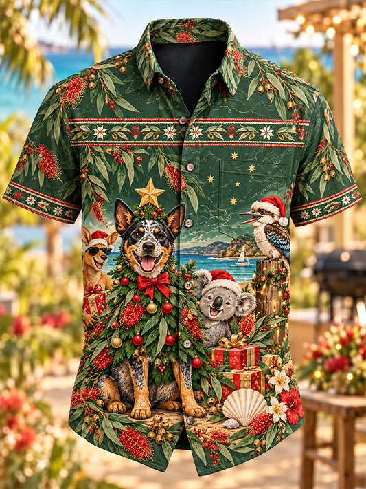 Men's  Christmas In Australia Art Print Short-Sleeved Shirt