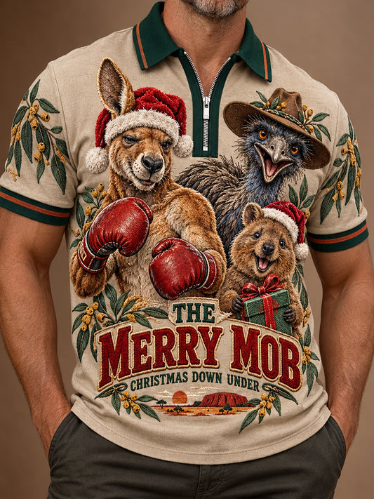 Men's AU Christmas Art Printed Casual Tops