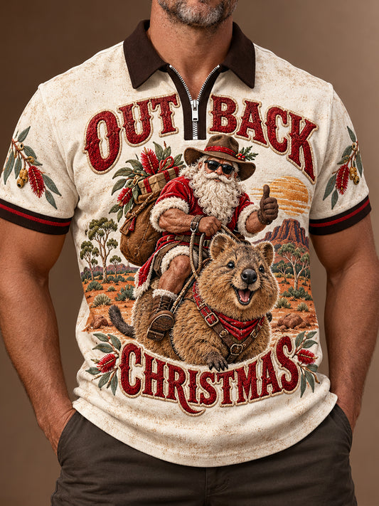 Men's AU Christmas Art Printed Casual Tops