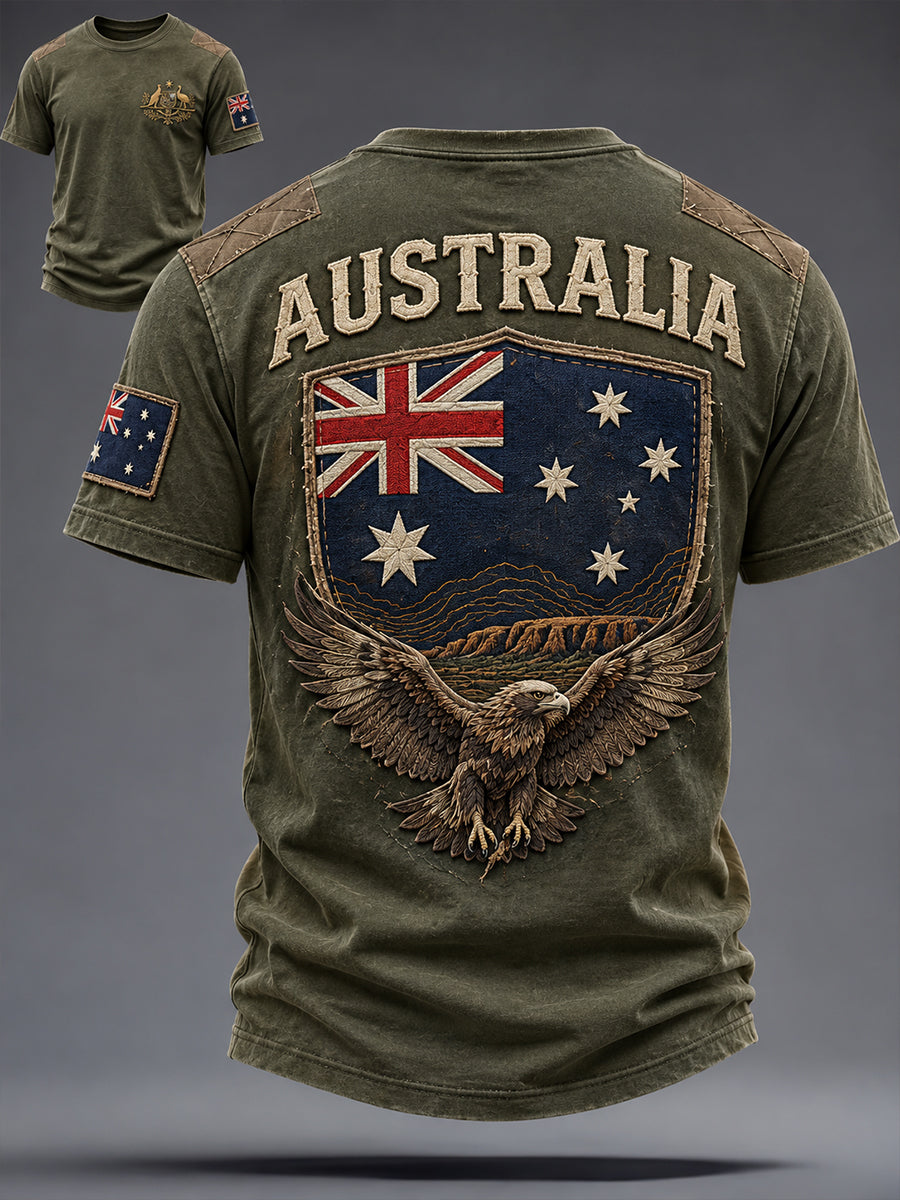 Men's Australia Day Proud Aussie Art Printed T-shirt