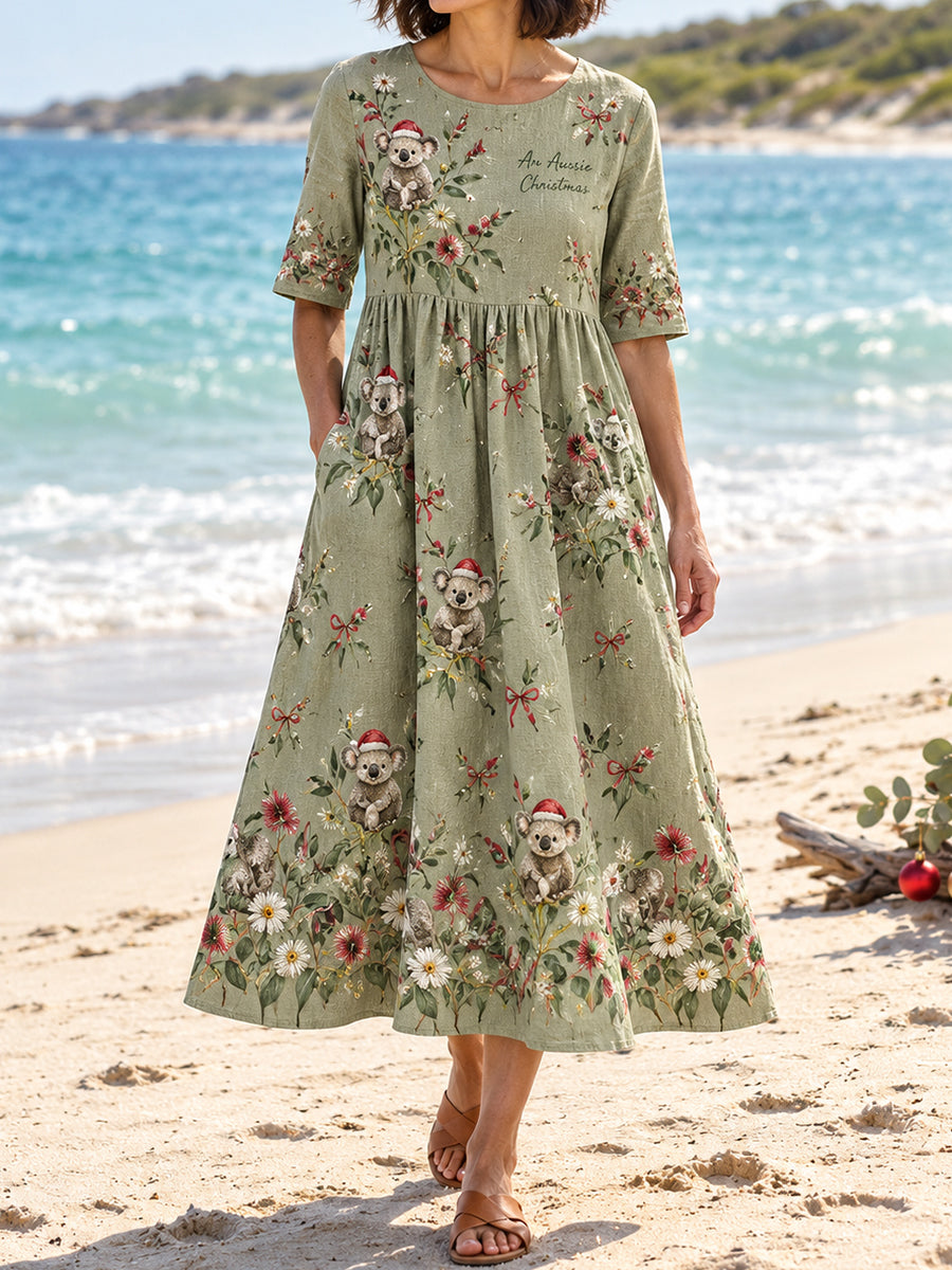 Women's AU Christmas Art Printed Dress