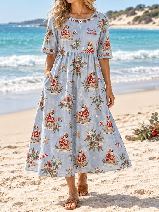 Women's AU Christmas Art Printed Dress