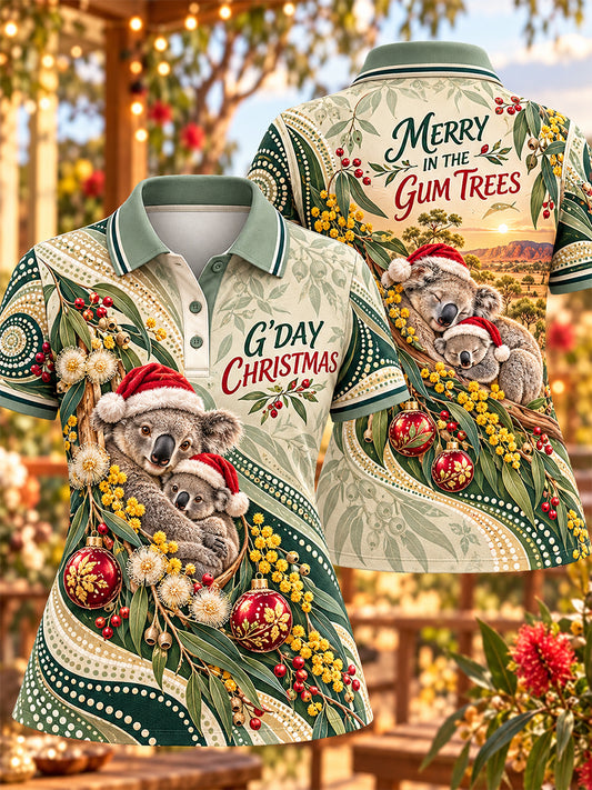 Women's Retro Australian Christmas Polo Shirt