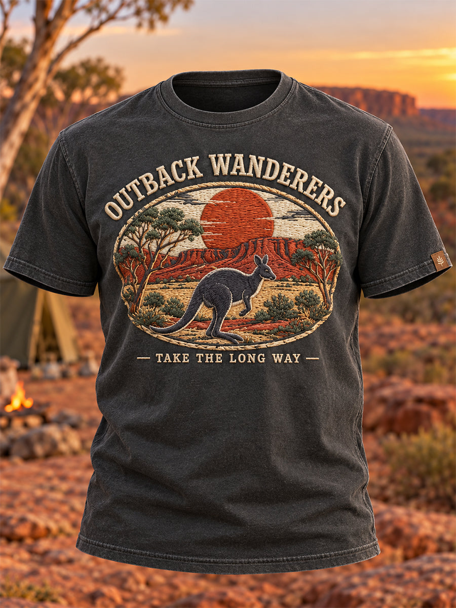 Men's Vintage Australian Outdoor Hiking Short sleeves T-shirt