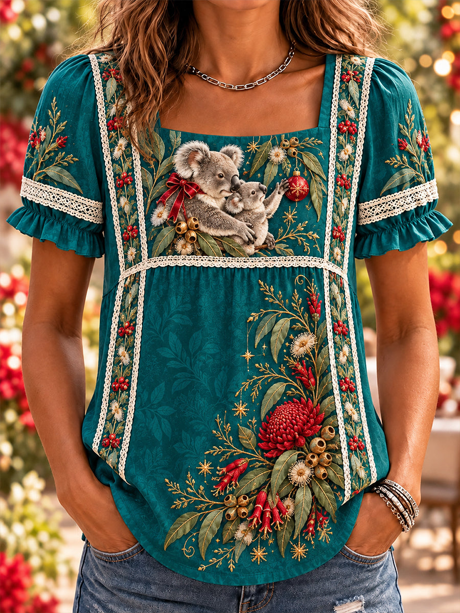 Women's Christmas In Australia Print Short-Sleeved T-Shirt