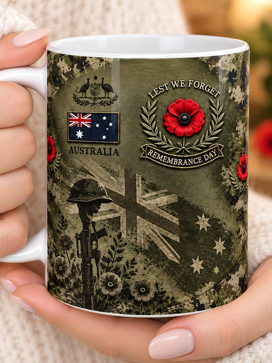 Retro Australian Remembrance Printed Ceramic Mug