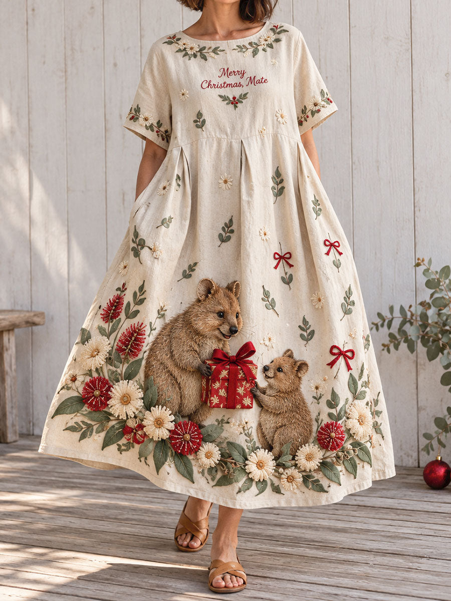 Women's AU Merry Christmas Mate Printed Dresses
