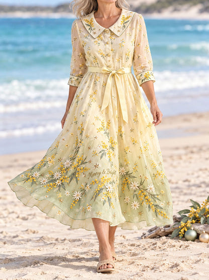 Women's AU Merry Christmas Down Under Art Printed Dress