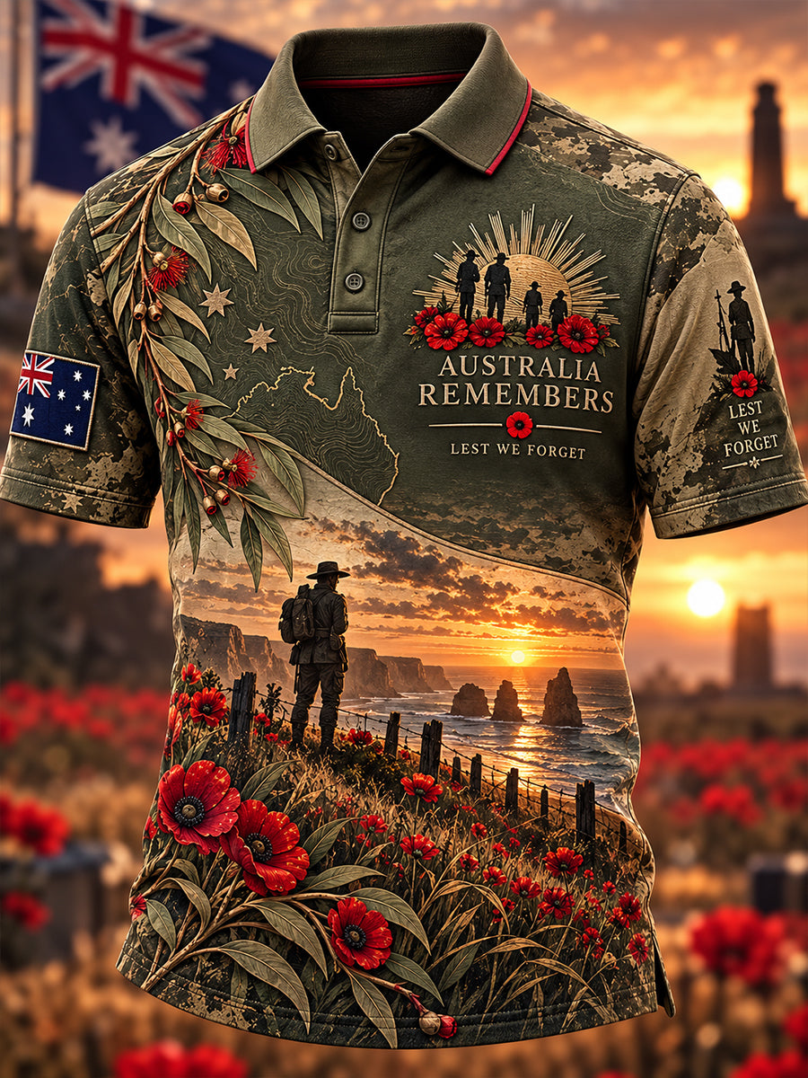 Men's Remembrance Day For Australian Veterans Short Sleeve Shirt
