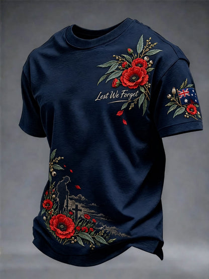 Men's Lest We Forget Australian Remembrance Day Print short sleeves t-shirt