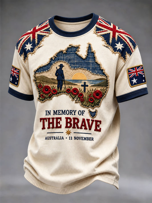 Men's Lest We Forget Remembrance Day Print short sleeves t-shirt