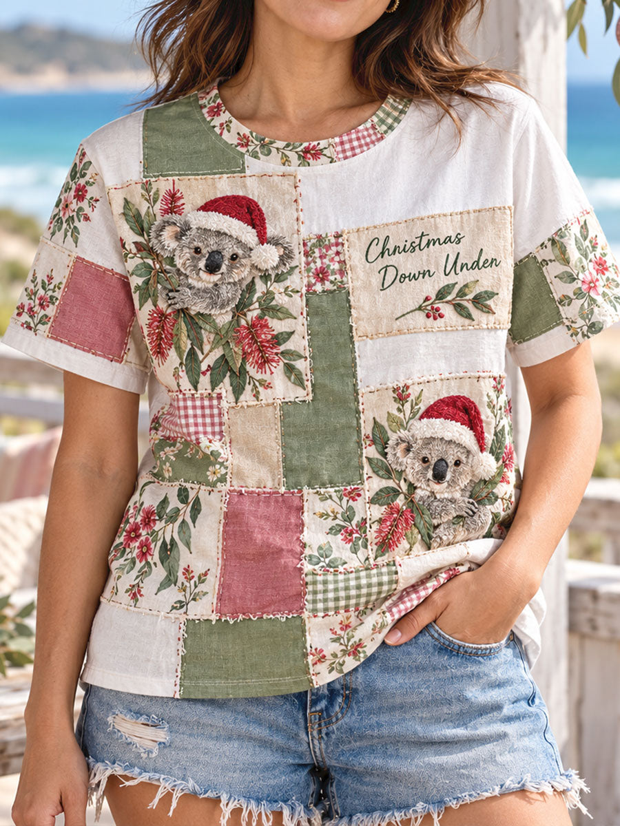 Women's AU Christmas Down Under Art Printed T-shirt