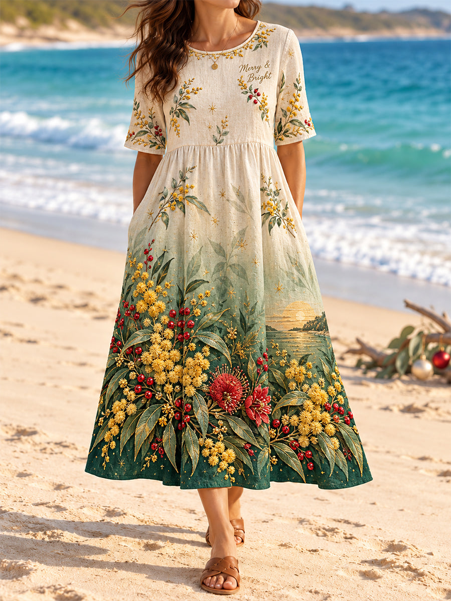 Women's AU Christmas Art Printed Dress