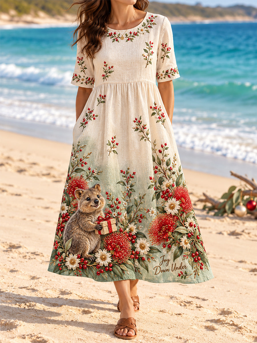 Women's AU Christmas Art Printed Dress