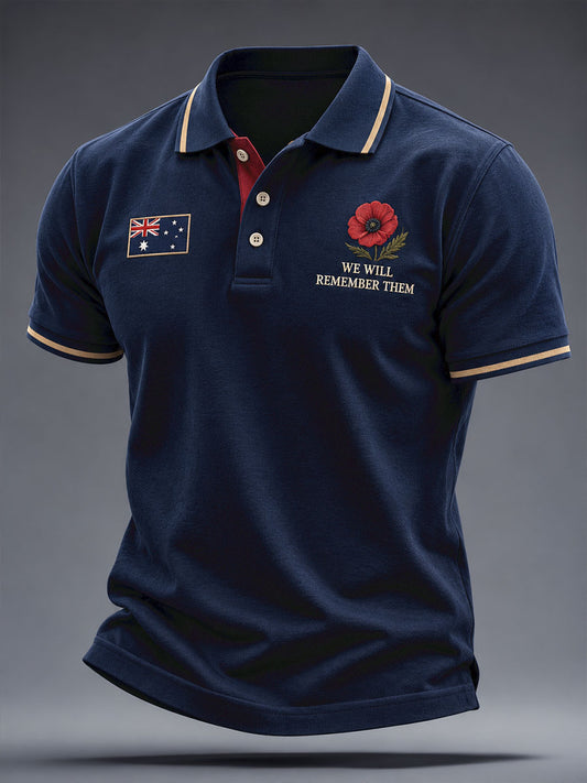 Men's veteran Remebrance Day Lest We Forget Art Printed Casual Tops