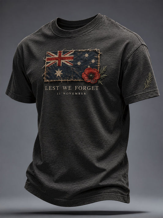 Men's veteran Remebrance Day Lest We Forget Art Printed T-shirt
