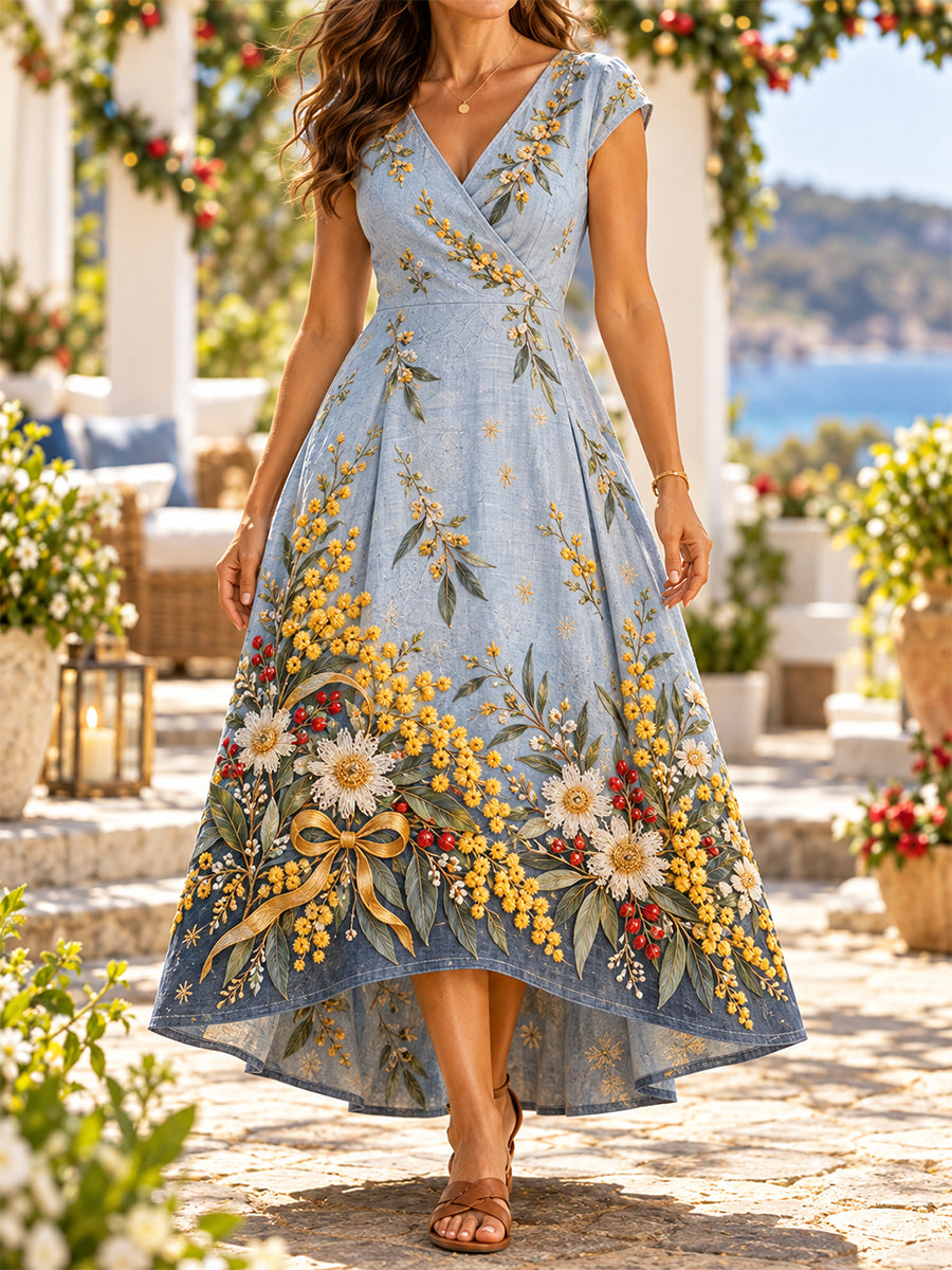 Women's Retro Australian Christmas V-Neck Dress