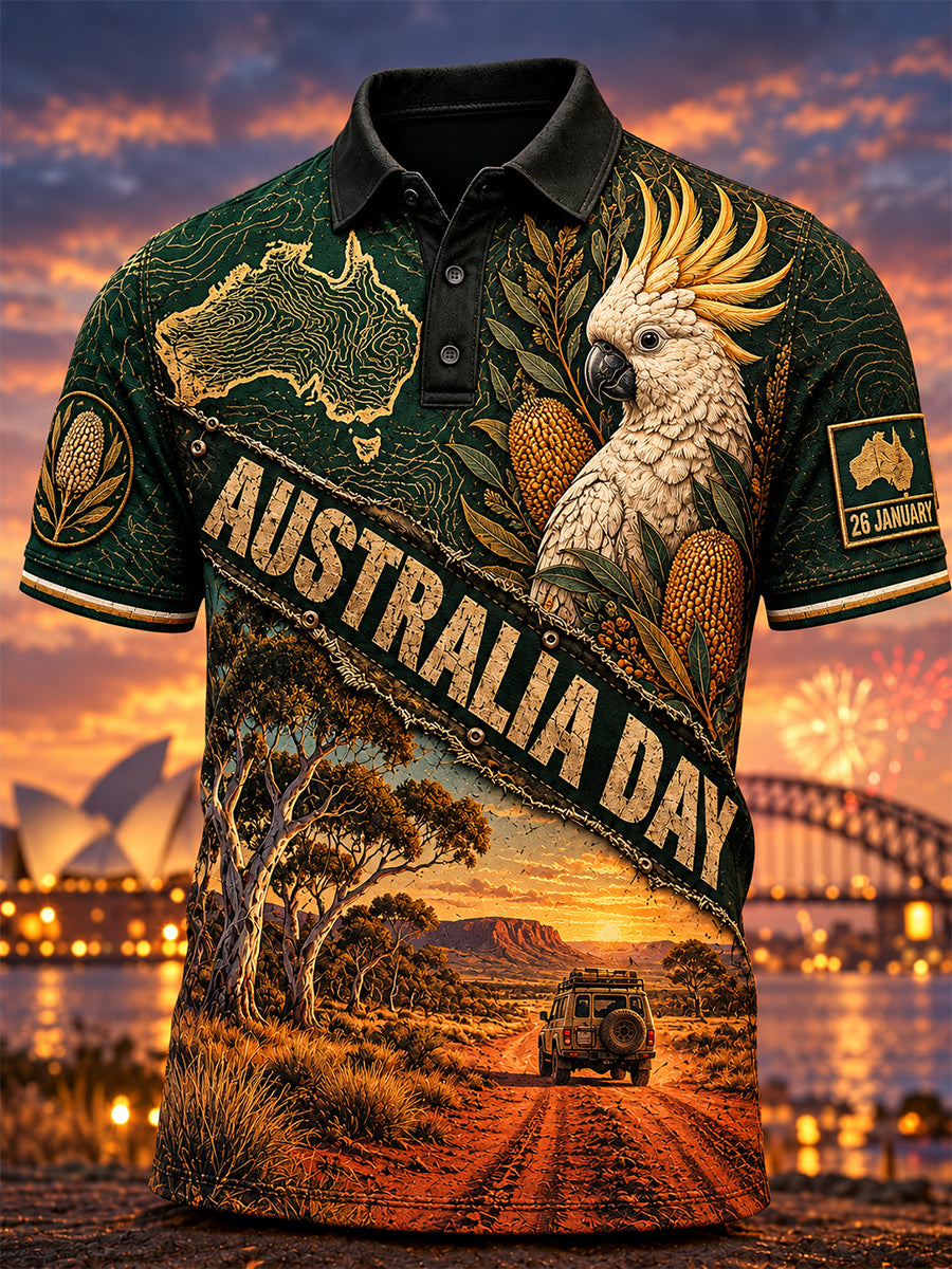 Men's Retro Australia Day Polo Shirt