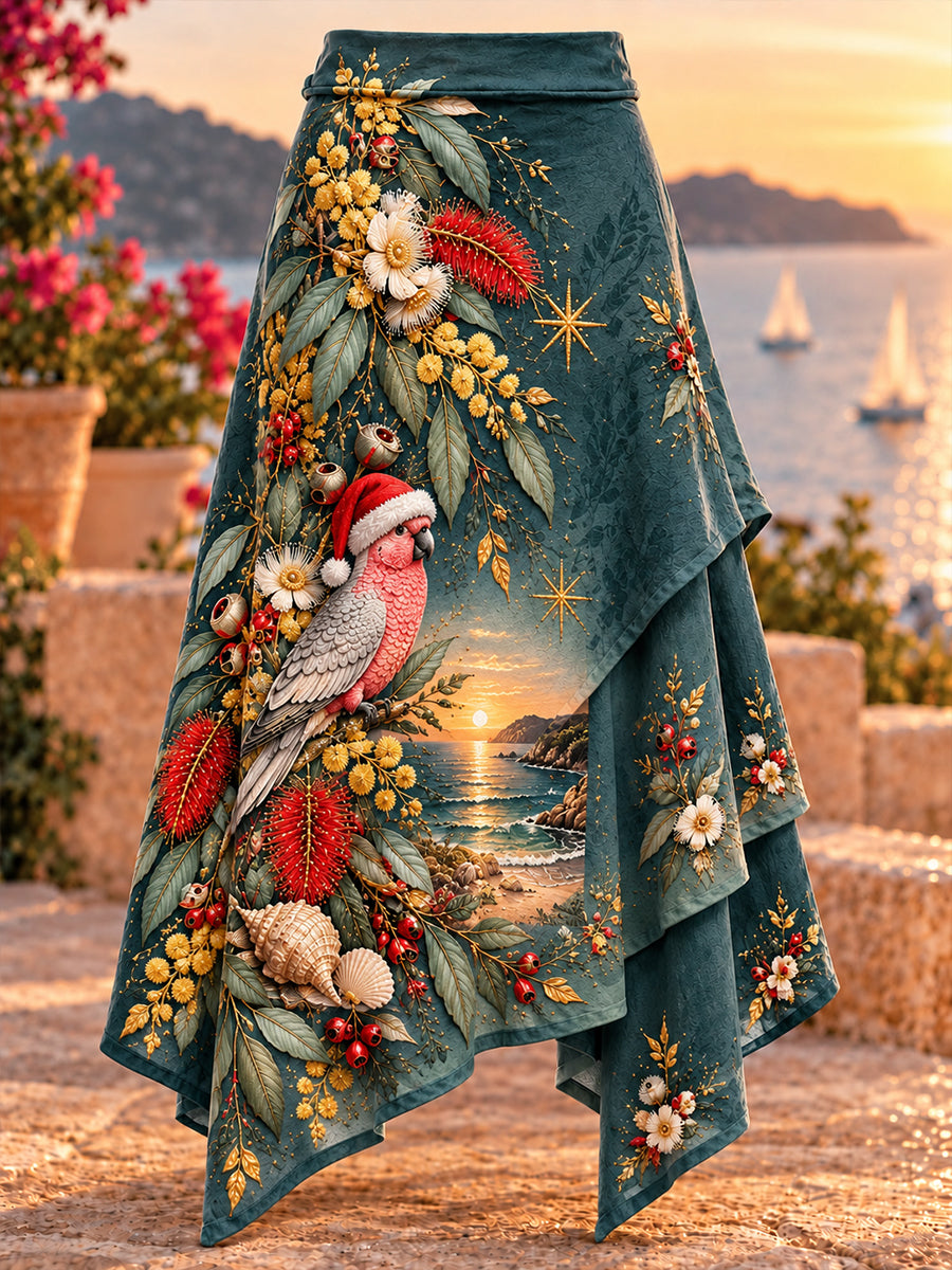 Women's Christmas In Australia  Art Printed Irregular Skirt