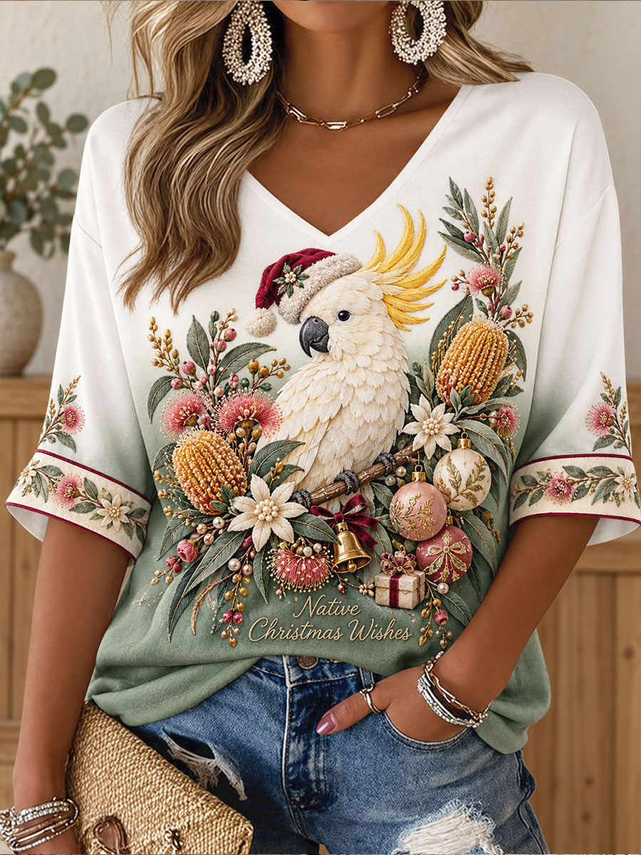 Women's AU Christmas Art Printed Tops