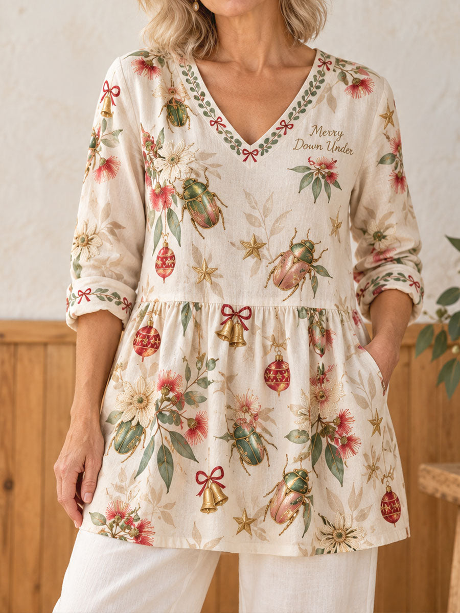 Women's AU Christmas Art Printed Tops