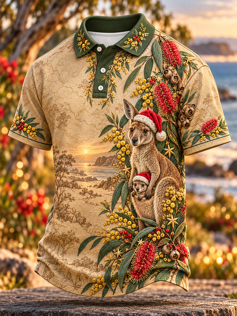 Men's Retro Australian Christmas Polo Shirt