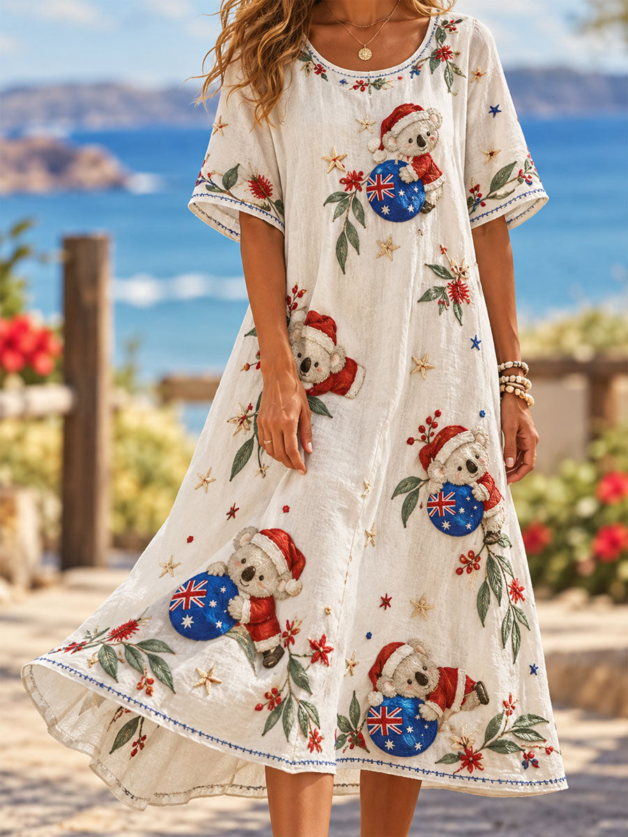Women's Christmas printed short-sleeved dress
