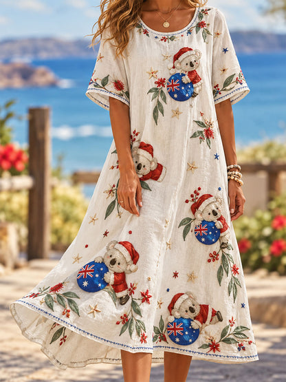 Women's Christmas printed short-sleeved dress