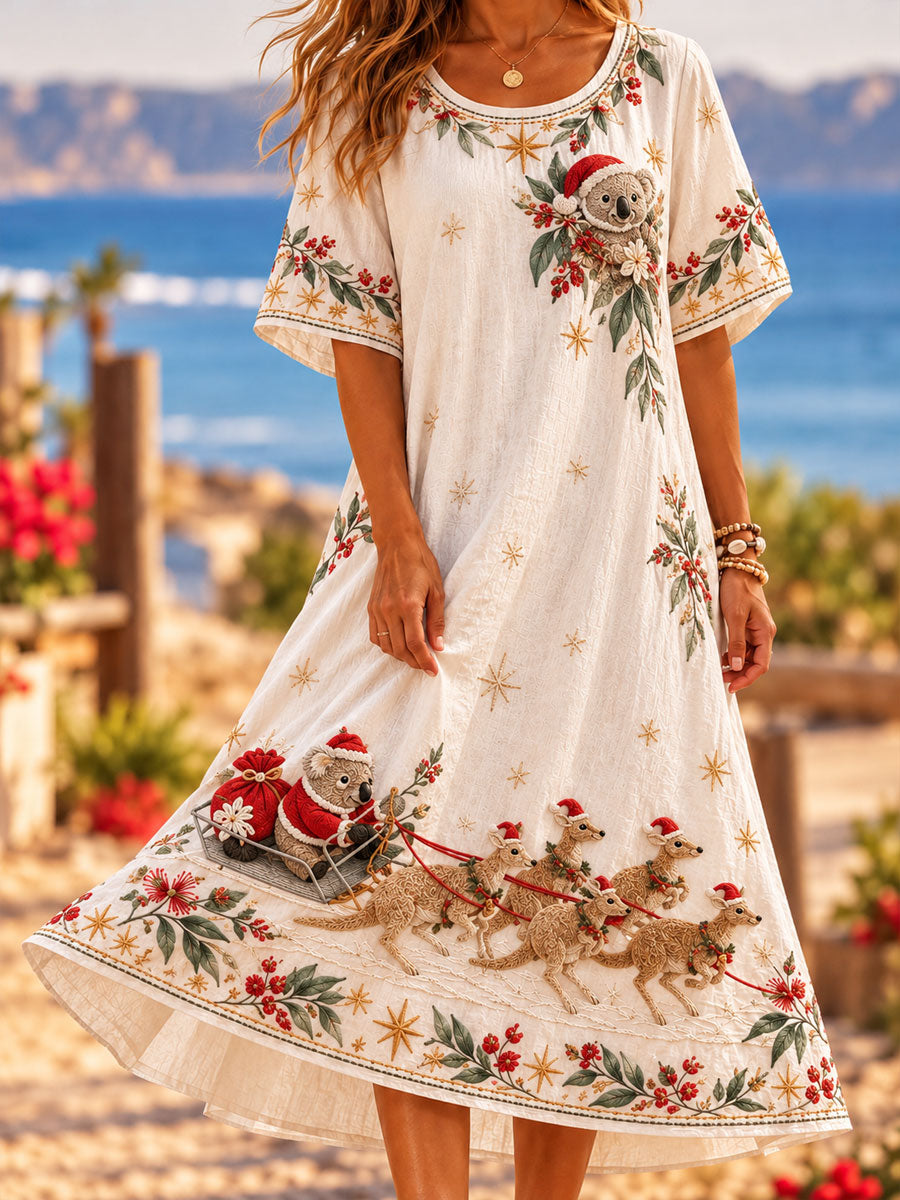 Women's Christmas printed short-sleeved dress