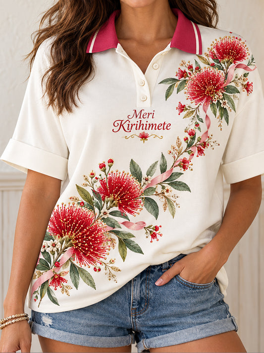 Women's NZ Christmas Art Printed Casual Tops