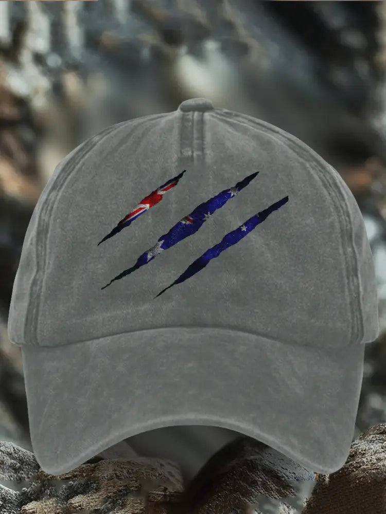 Unisex AU Flag Printed Hat Light Gray / JM