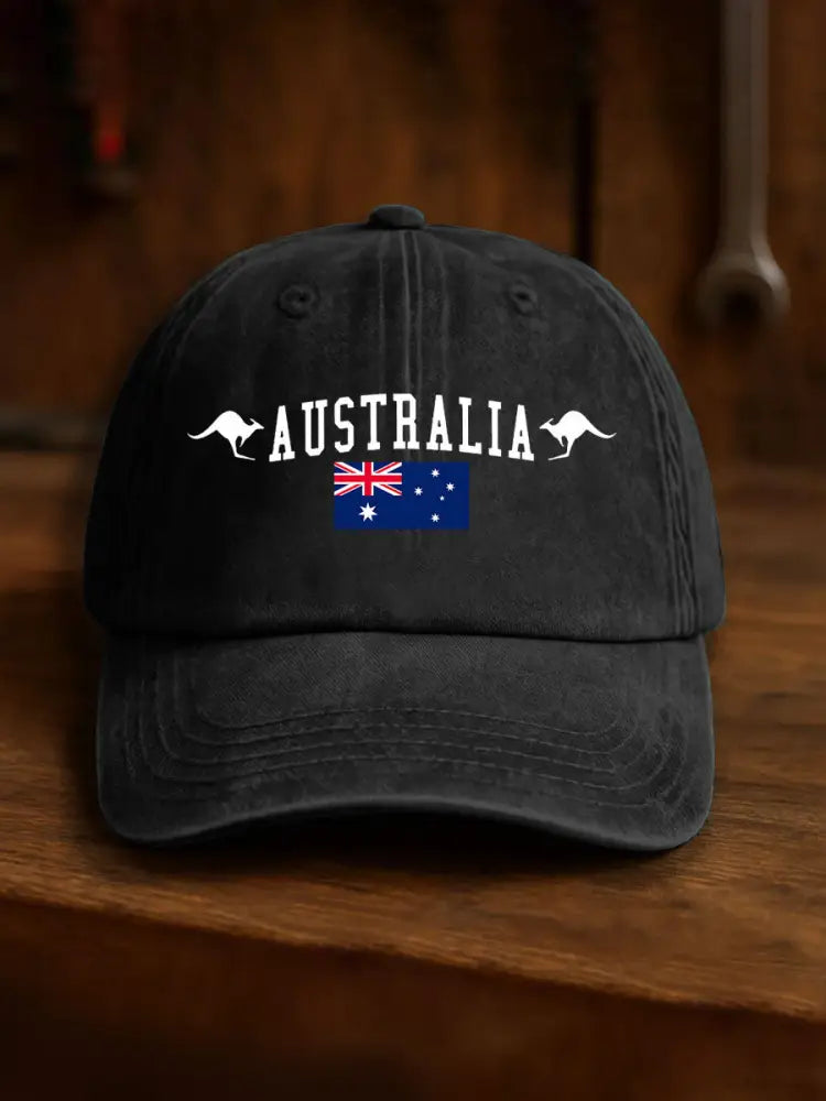 Unisex Australia Patriotic Printed Hats Black / JM