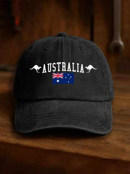 Unisex Australia Patriotic Printed Hats Black / JM
