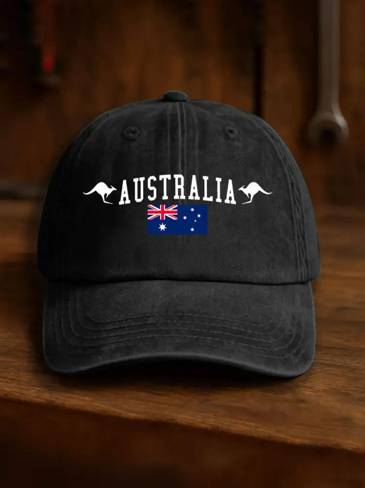 Unisex Australia Patriotic Printed Hats Black / JM
