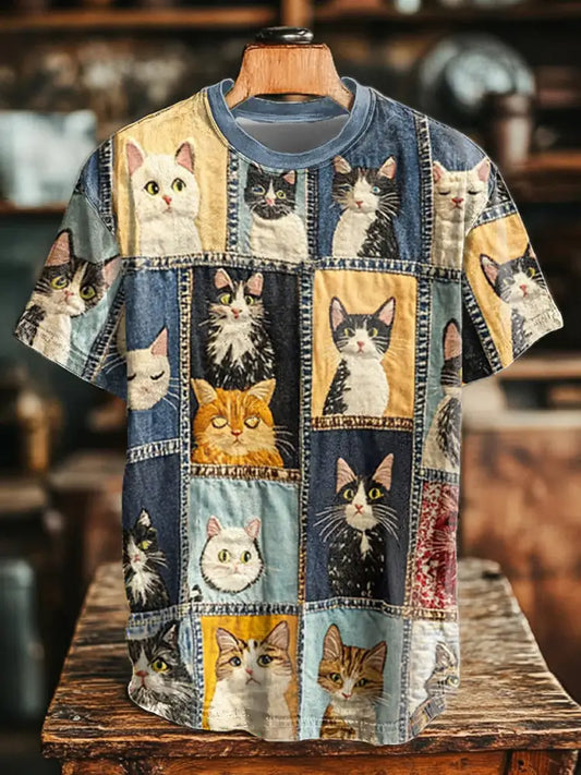 Unisex Cat Art Print T-Shirt As picture / S