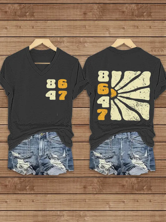 Women’s 8647 Floral Double-Sided Print T-shirt Black / S