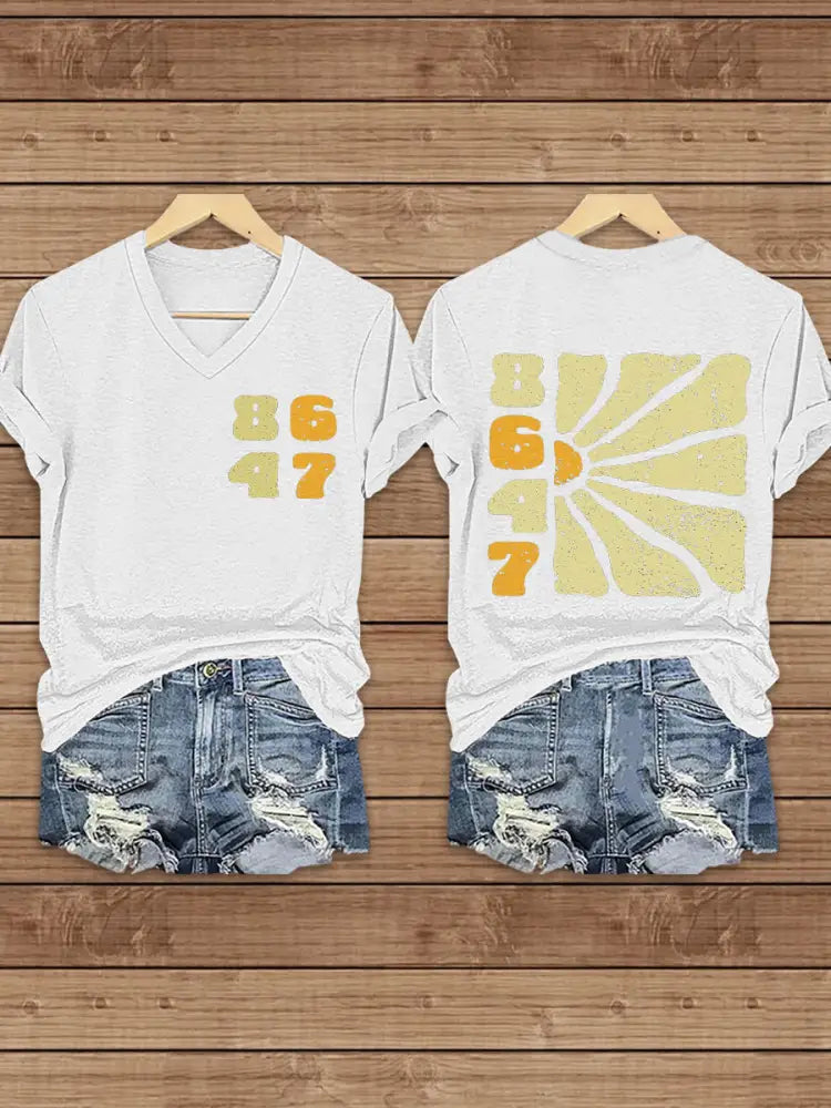 Women’s 8647 Floral Double-Sided Print T-shirt White / S