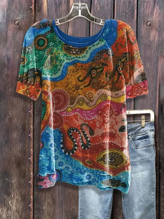 Women’s Aboriginal animals art print casual t-shirts As picture / S