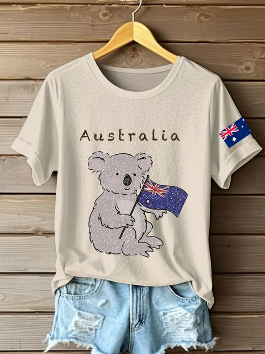 Women’s Australia Patriotic Printed T-Shirt Apricot / S