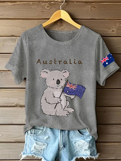 Women’s Australia Patriotic Printed T-Shirt Light Gray / S