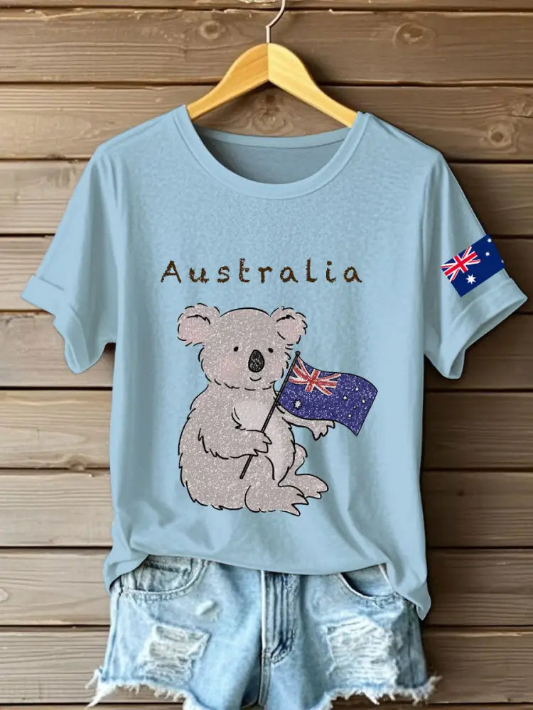 Women’s Australia Patriotic Printed T-Shirt Sky Blue / S