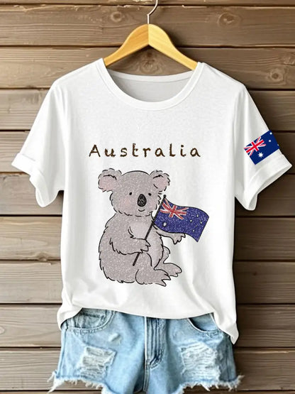 Women’s Australia Patriotic Printed T-Shirt White / S