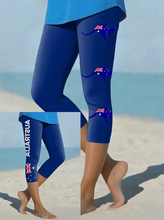Women’s Australia Patriotic Printed Yoga Leggings Navy Blue / S
