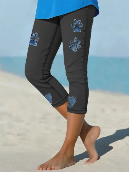 Women’s denim paw leggings Black / S