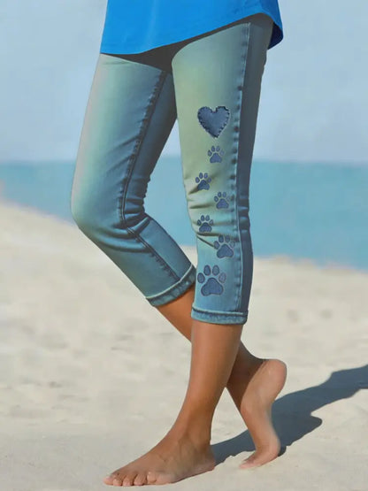 Women’s denim paw leggings Navy Blue / S