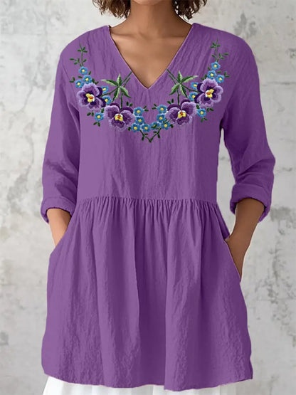 Women’s Purple Floral Print Alzheimer’s Awareness Support Shirt Purple / S