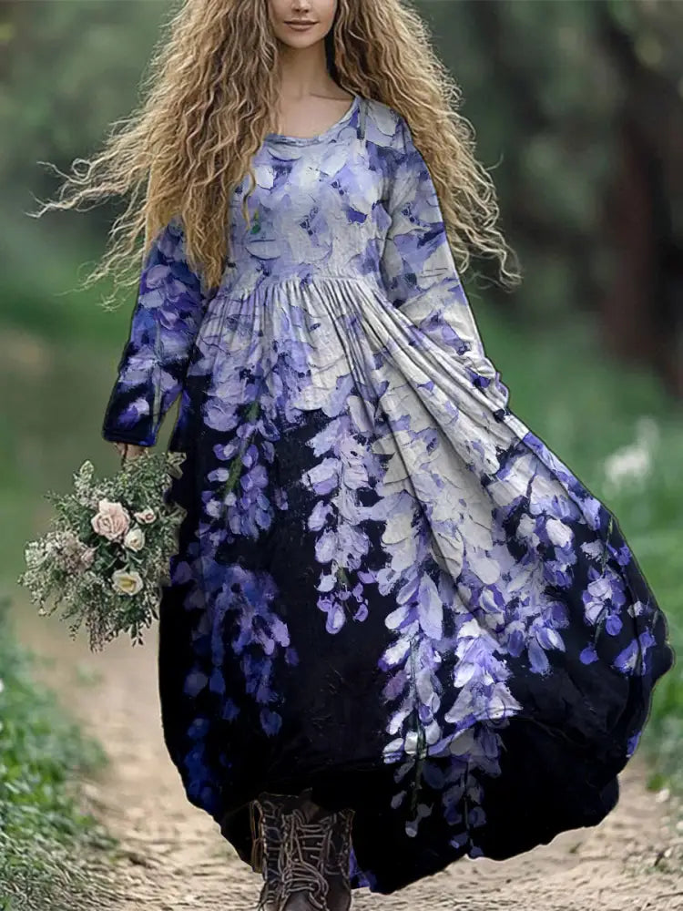 Women’s Purple Floral Print Dress As picture / S
