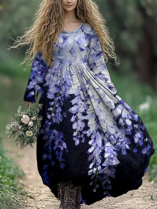 Women’s Purple Floral Print Dress As picture / S