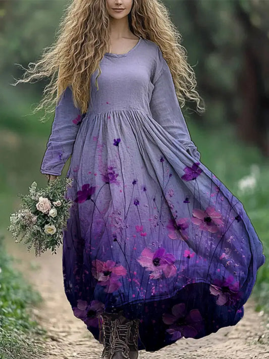 Women’s Purple Floral Print Dress As picture / S