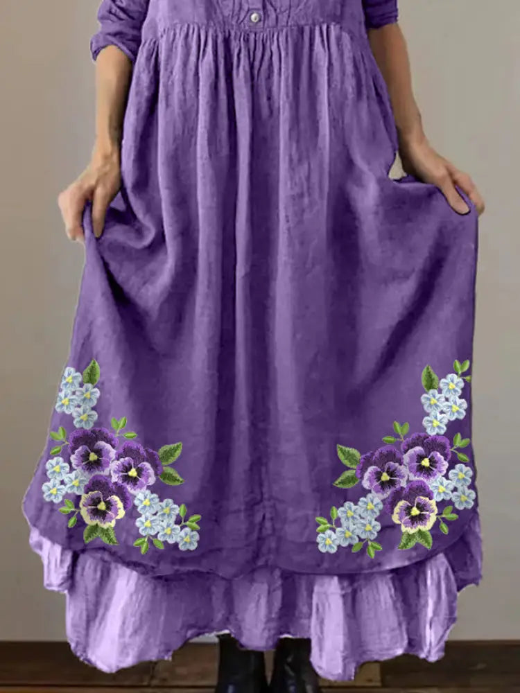 Women’s Purple Forget Me Not Print Alzheimer’s Awareness Dress